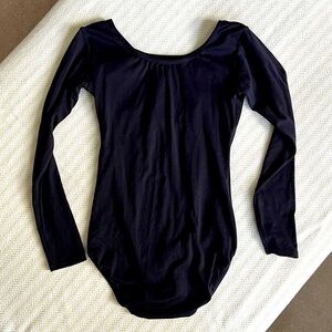 Capezio leotard scoop neckline long sleeve size L